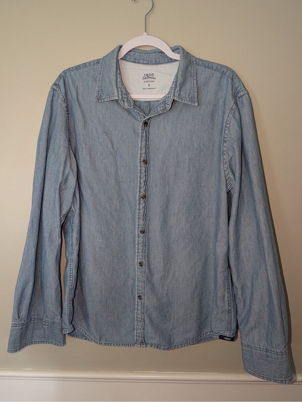 Izod Shirt Mens Size XL Long Sleeve Dress Saltwater Classic Relaxed regular blue
